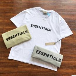Men's T-Shirts Good Quality New Essentials 3D Silicone Letter Print Fashion T Shirt Men Essentials Women Loose Tees T-shirt