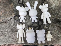 Dolls 20pcs Bear Rabbit Pendants DIY Kids Toys for Art Students White Dolls Do it Yourself Vinyl Art Figure Toy Accessories 230829