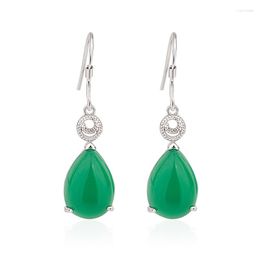 Dangle Earrings DIWENFU S925 Sterling Silver Emerald Drop Earring Gemstone Women Bizuteria 925 Jewellery Kolczyki Orecchini