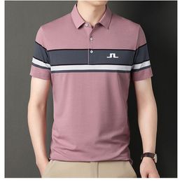 Men's Polos J Lindeberg Golf Wear Men Casual Fashion Golf Clothing Summer Men Golf T-shirt Breathable Mens Tops Short Sleeves Golf Shirts 230828
