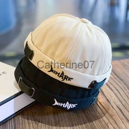 Stingy Brim Hats 2023 new high-quality cotton shark embroidery cap melon cap summer fashion hip-hop brimless cap men and women are suitable J230829