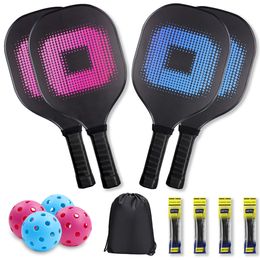 Tennis Rackets Pickleball Paddles Set with 4 Wood Pickleball Rackets 4 Balls 4 Grip Tapes Portable Carry Bag for Indoor/Outdoor Sports 230828