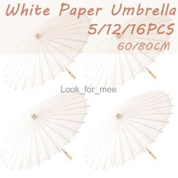 5/12/16PCS Paper Parasol Wedding Paper Umbrella Party Favor 60/80cm Bamboo Umbrellas for Bridal Shower Centerpieces Photo Props HKD230828