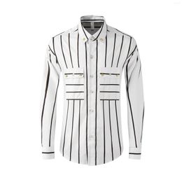 Men's Casual Shirts High Quality Luxury Jewelry Shirt Cotton Rotary Print Long Sleeve White And Black Shirtgood