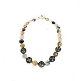 Choker Lii Ji Real Stone Agate Turquoise Coral Necklace 49cm Women Stock Sale Jewelry