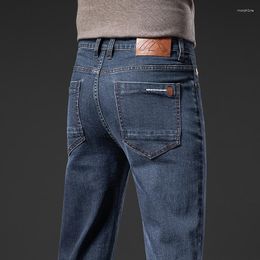 Men's Jeans Brand Spring Autumn 2023 Arrival Mens Stretch Straight Leg Fashion Solid Color All-match Casual Denim Pants Male
