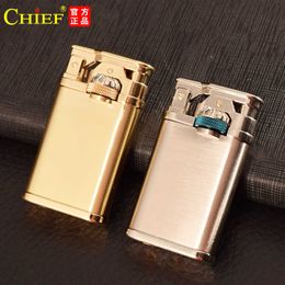 CHIEF Gear Linkage Retro Grinding Wheel Kerosene Lighter Metal Mechanical Smoking Enthusiasts Must Choose Gift PTQJ