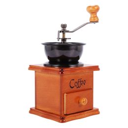 Manual Coffee Grinders Bean Grinder Wooden Hand Stainless Steel Retro Spice Mini Burr Mill With Ceramic 230829