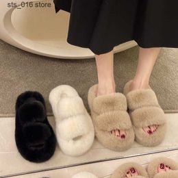 New Autumn Slippers Fluffy Winter Women Fur Warm Solid Colour Versatile Lovely Casual Footwear Soft Chinelos Planos T