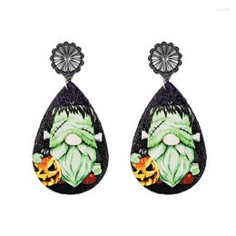 Dangle Earrings Concho Studs Pumpkin Mummy Witch Dwarf Teardrop Leather For Women Halloween Party Jewelry Gift Wholesale