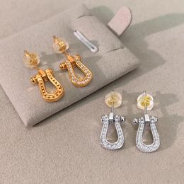 French Classic Zircon Horseshoe Clasp Earrings With Light Luxury Niche Design High-End Unique U-Shaped Charm Jewellery