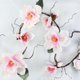 Decorative Flowers 185cm Foaming Branch Simulation Big Magnolia Flower Rattan For Home Wall Wedding Decoration Background Layout Fake Orchid