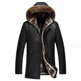 Winter Mens Clothing Coat Sheepskin Natural Leather Long Sleeve Casual Slim Fit Casacas Parka Office Business Jacket 4XL