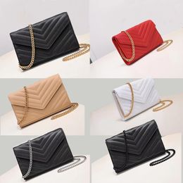 NEW Small LOULOU in quilted leather Designer Fashion leather bag Handbag Women's satchel Metal chain embossed envelope bag Hardware Small size commuter bag