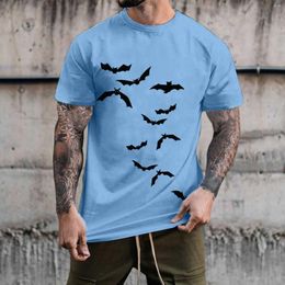 Men's T Shirts Halloween For Men Bat Pattern Print Tee Shirt Graphic Short Sleeve Tees Tops Outfits Large Tall