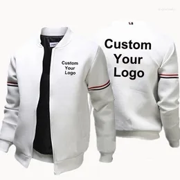 Men's Jackets Custom Your Logo Men Jacket Zipper Cardigan Casual Slim Sports Outdoor Clothes Fashion Spring Autumn Solid Color Male Coat