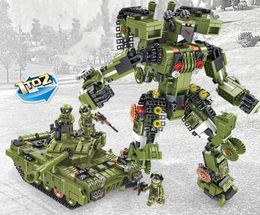 Military Minifig Building Blocks Tank Block Transformer Robots Small Plastic Toy Particle Military Build Block Transformer Devastator Toys Kid Creative Diy Toy