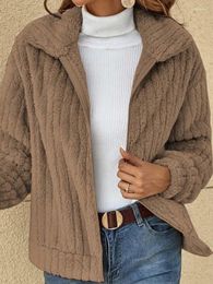 Women's Jackets Women Fleece Winter Warm Teddy Coat Ladies Fuzzy Long Sleeve Oversized Female Faux Fur Plush Zip Up Outwear