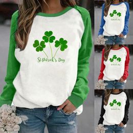 Women's Hoodies Casual Sweatshirts Women St Day Womens Long Sleeve Crew Neck Letter Printed Pullover Longer Sweaters