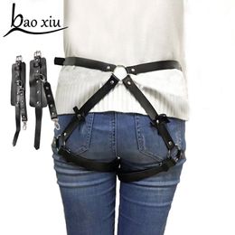 Belts Vintage Sexy Women Adjustable Leather Bowknot Belts Body Bondage Cage Punk Sculpting Harness Waistband Straps Accessories 230829