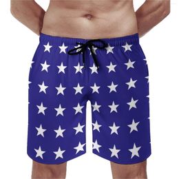 Men's Shorts White Stars Board Summer US Flag Print Running Surf Short Pants Men Quick Dry Cute Design Plus Size Swimming Trunks