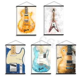 Canvas Painting Graffiti Art Guitar Musical Instrument Poster Print Wall Picture Boy Bedroom Kids Bar Home Decoration Gift No Frame Wo6