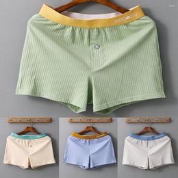 Underpants Fashion Men Cotton Boxers Shorts Middle Waist Beachwear Male Elastic Underwear Trunks Homewear Breathable Loose