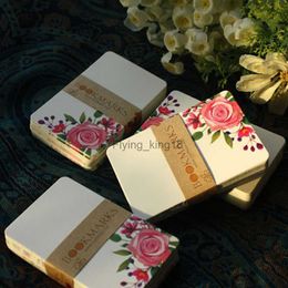 50Pcs/Pack Paper Card Scrapbook Writing Message Square Blank DIY Greeting Wedding Bouquet Flower Printed Invitation Anniversary HKD230829