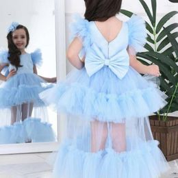 Girl Dresses First Communion Flower Kids Evening Birthday Party Prom Ball Gown With Bow Tulle Pageant Satin Puffy Dress