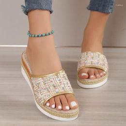 Slippers Fashion Women Wedges Platform Shoes Summer 2023 Casual Mid Heels Slingbacks Sandals Flip Flops Pumps Slides