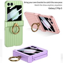 Suitcase Hard For Samsung Galaxy Z Flip 5 Case Ring Bracket Hinge Protection Small Film Screen Cover