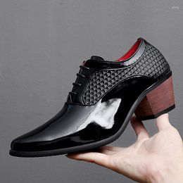 Dress Shoes Height Increase 6cm Men Formal Lace Up Leather Career Work High Heels 38-44 Wedding Business
