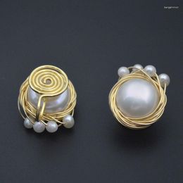 Dangle Earrings Exquisite Vintage Painless High Quality Natural Pearl Ear Clip Handmade Winding Stud For Women Jewellery