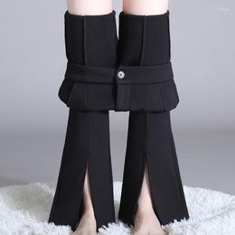 Women's Pants Fashion Slit Black Flare For Women Korean Style Casual Office Lady Female High Waist Long Bell Bottom Trousers 2023