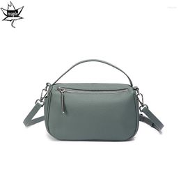 Evening Bags Stylish Elegant Green Beige Solid Colour Soft Tote Togo Cowhide Leather Women's Shoulder Messenger Bag Durable