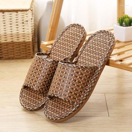 Slippers 36-45 Natural Tropical Royal Rattan Home Bamboo Cane Grass Weaving Women With Household Shoes