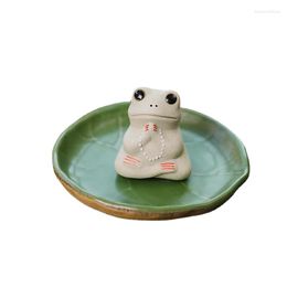 Tea Pets Lotus Leaf Frog Pet Set Accessories Table Decoration Ceremony Ornaments Artware Yoga Zen Incense Holder