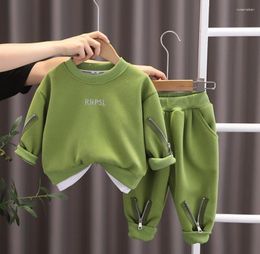 Clothing Sets 1-5 Years Children Autumn Suits Designer Fashion Solid Colour Long Sleeve Pullover Hoodies Pants Tracksuits Toddler Boy