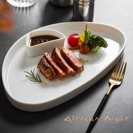 Dishes Plates White Ceramic Western Steak Salad Plate Irregular Tableware Household Fruit Dessert Sauce Restaurant el 230828