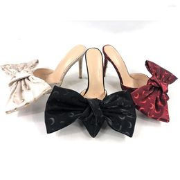 Slippers 2023 Summer Fashion Women's High Stiletto Heel Pointed Toe Shallow Catwalk Shows With Bow