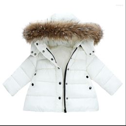 Down Coat Girls' Winter Cotton Clothes Medium And Long Middle Small Children's Korean Thickened Plush Large Wool Collar Cotto