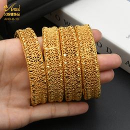 Bangle ANIID African Bangle For Women Charms Bracelets Dubai Jewellery Mama 24K Gold Plated Stackable Bling Mom Gift Wholesale 230828