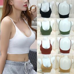 Yoga Outfit Women Sexy Sports Bras Cami Tops Girl's Bralette Casual Bra Vest T Shirt V Neck Ladies Tank Top Backless Shirts Female