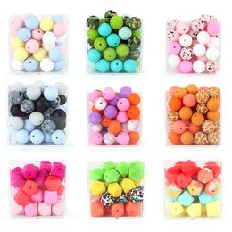 Teethers Toys Silicone Round Beads 15mm 12mm 9mm 14mm Hexagon Baby Bead 20pcs Leopard Print Food Grade DIY Infant Teething Teether Mini Beads 230828