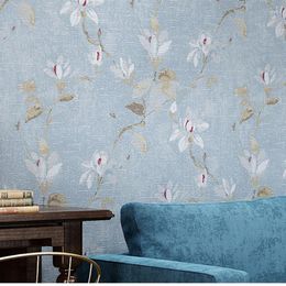 Wallpapers Beautiful Large Flower Wallpaper Rustic Light Blue For Bedroom & Living Room Floral Wall Papers Home Decor