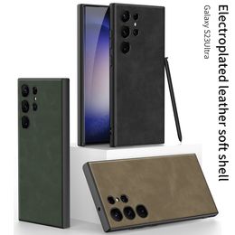 for Samsung S23 Ultra phone case Creative matte leather protective case S23+plain leather phone case
