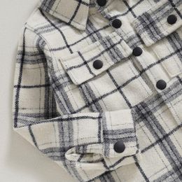 Jackets Kids Baby Boys Girls Flannel Plaid Shirt Jacket Long Sleeve Lapel Button Up Shacket Coat Fall Winter Outwear