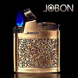 JOBON New Retro Bronze Carved Lighter Press Ejection Metal Windproof No Gas Men's Cigar Smoking Gadget 8FZX