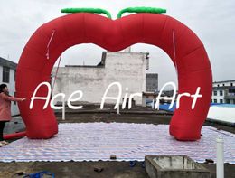 wholesale 6x4m 20x13ft with blower inflatable apple model arch with two green leaves for advertising or decoration made by Ace Air Art on sale