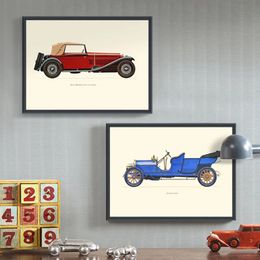 Vintage Car Canvas Painting Old Car Models Poster And Print Wall Art Picture For Living Room Boys Bedroom Imagen Decor No Frame Wo6